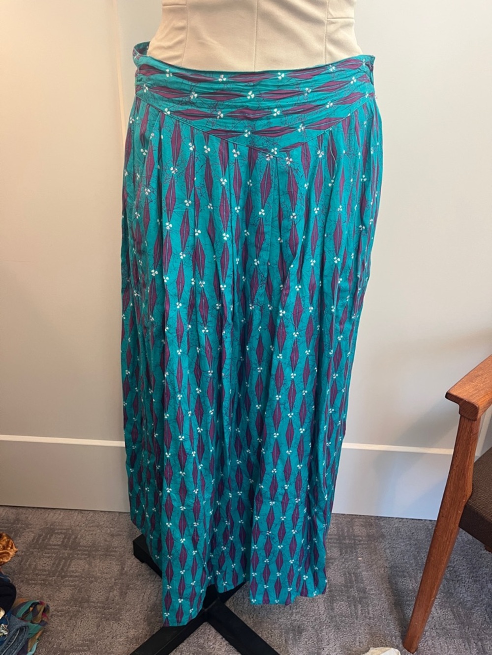 Women’s Teal and Purple Printed Maxi Skirt
